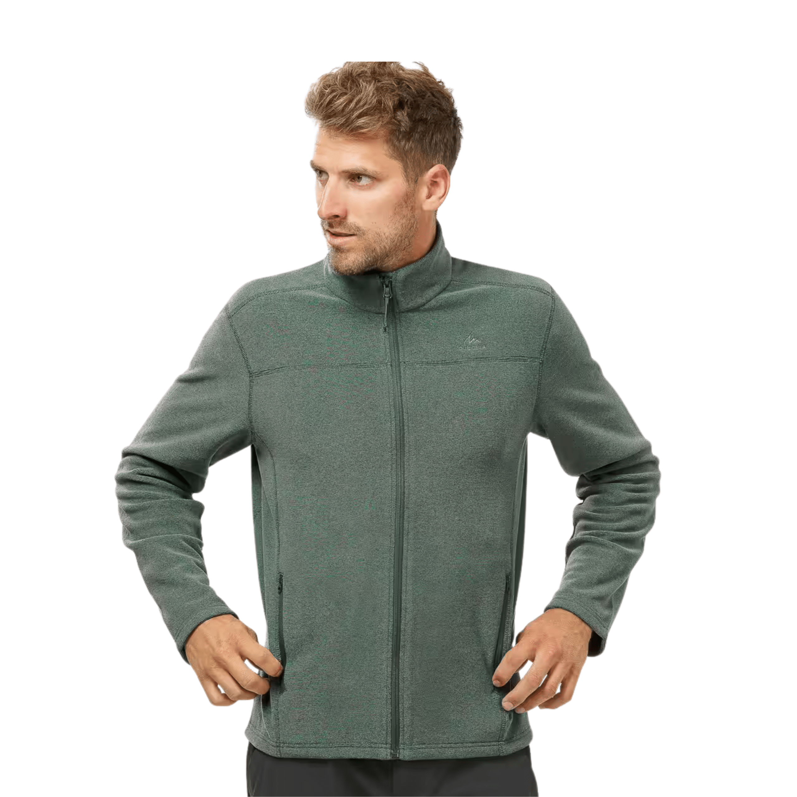 Chaqueta polar térmica de senderismo quechua mh120 para hombre – verde