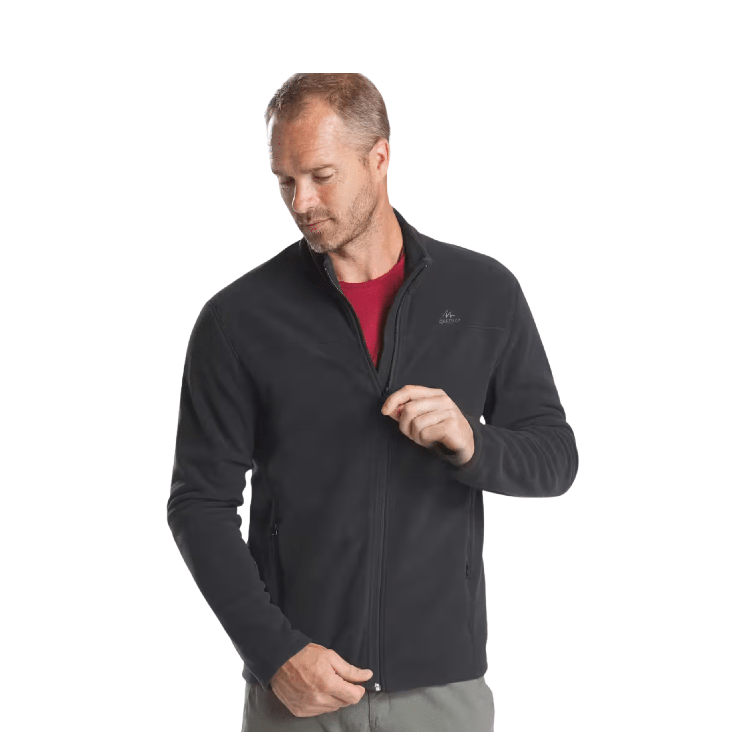 Chaqueta polar térmica de senderismo quechua mh120 para hombre – negro